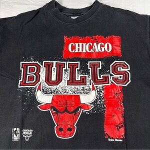 Vtg 90s Chicago Bulls Black Graphic T Shirt Hanes NBA XL